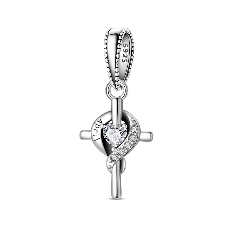 Copper Cross Birthday Stone Silicon Stop Charms Bead Dolphin Horseshoe Pendant For Original Bracelet Women Jewelry