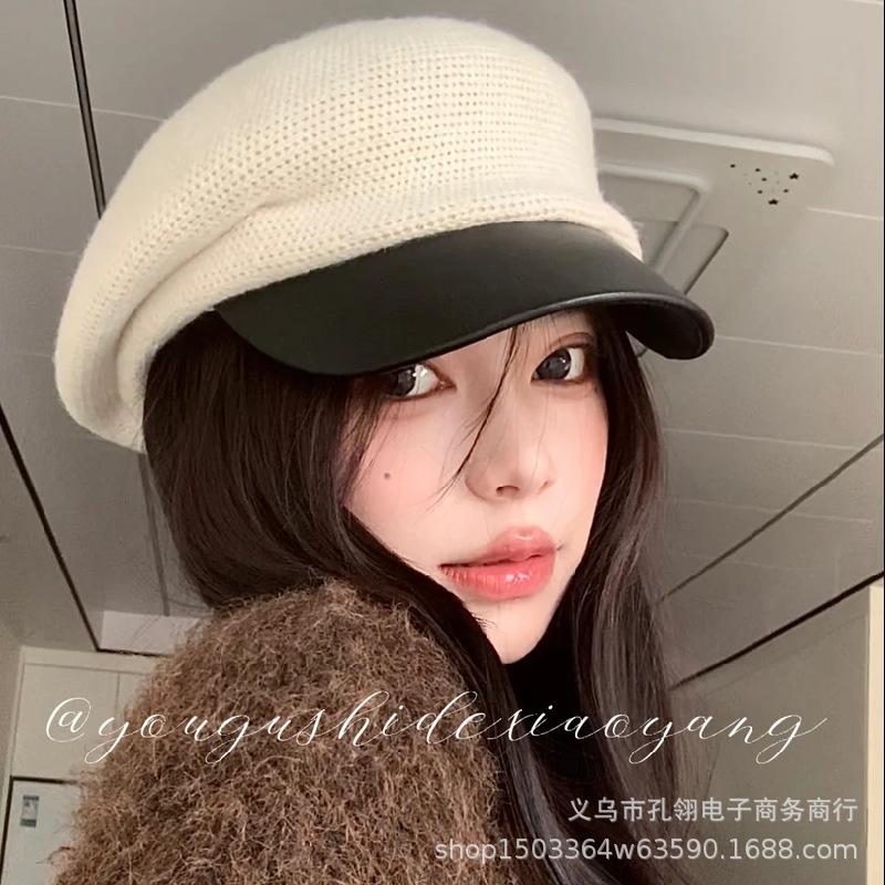 Women S Black Newsboy Beret Hat Warm Fashionable Versatile