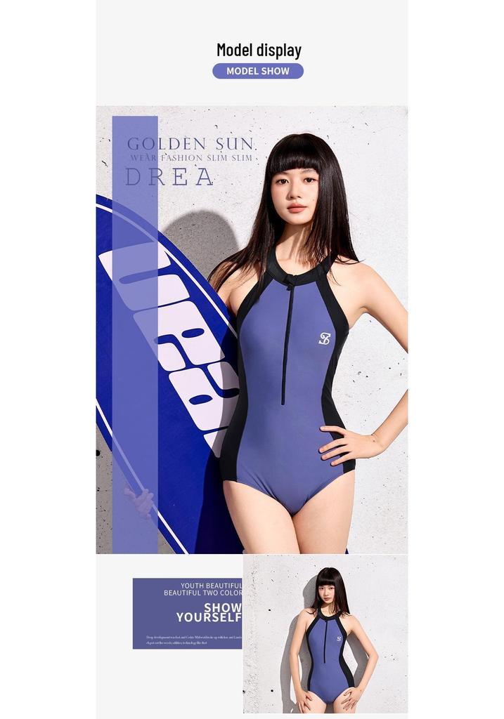 Women's Conservative Slimming One-Piece Swimsuit - 2026 New Style, Plus Size, High-End Feel for Hot Springs and Pools