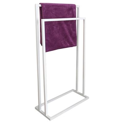 Modern 2-Arm Metal Loft White Towel Rack Hanger 001/W-16-2W-84B