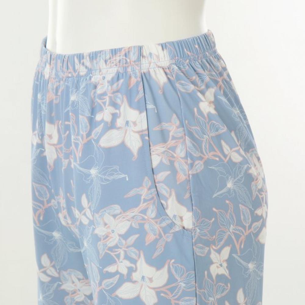 Venus Nylon Spandex White Floral Print Women S Loungewear Set vepS103S