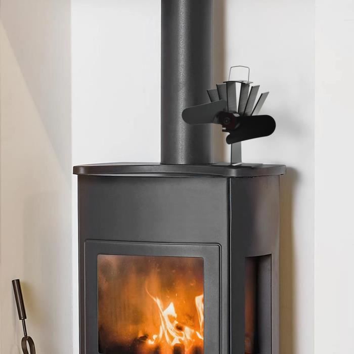 VidaXL Ventilateur de poêle alimenté par chaleur 2 pales Noir