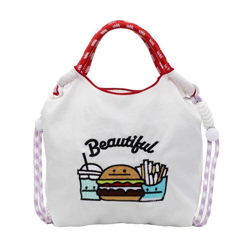 Fashion Sweet Nylon Embroidered Canvas Shoulder Bag Casual Commuter Student Small Square Bag Trend Versatile Crossbody Bag