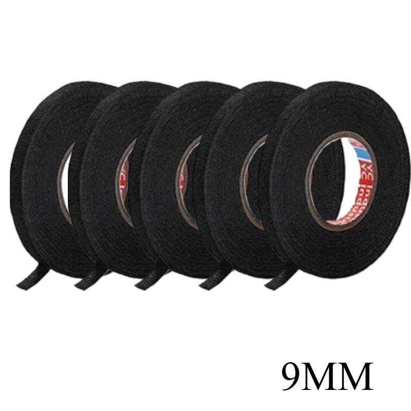 

5 Rolls 15m Heat Resistant Wiring Harness Tape, Sound Deadening Flame Retardant Cloth Tape for Car Cable Protection, Width 9/15/19/25mm 9 mm * 15 M чёрный