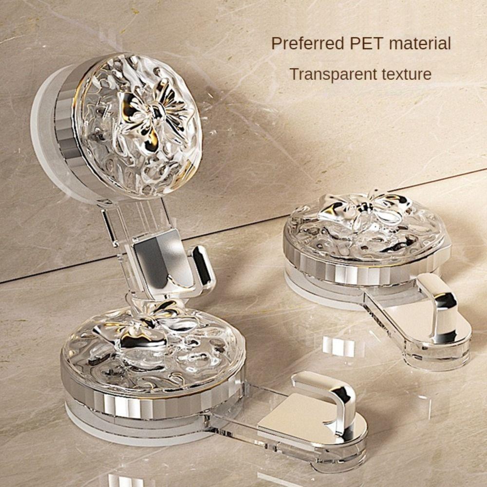 

2PCS Punch Free Wall Hook Reusable Bathroom Hook Suction Cup Hooks Kitchen Tools no bowknot