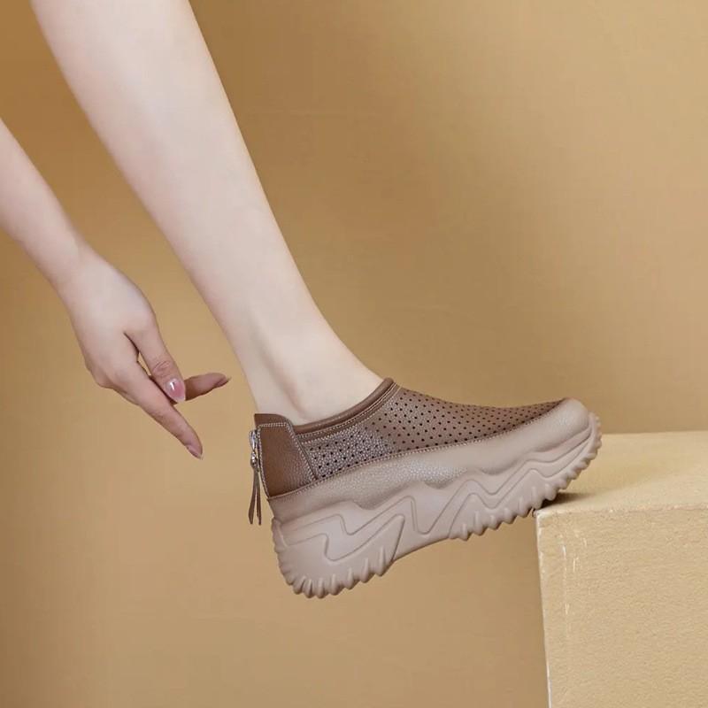 Breathable sandals children's 2025 new summer mesh single shoes versatile height increase hollow hole casual shoes
