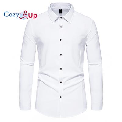 Cozy Up Men's Solid Long-sleeved Stretch Wrinkled Casual Button Shirt