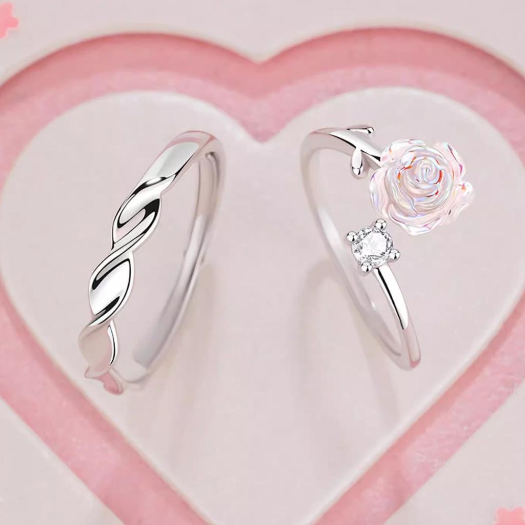 2pcs Couple 925 Sterling Silver Rings Sparkly Zircon for Women and Men Superior Luxury Wedding Jewelry Anniversary Gift
