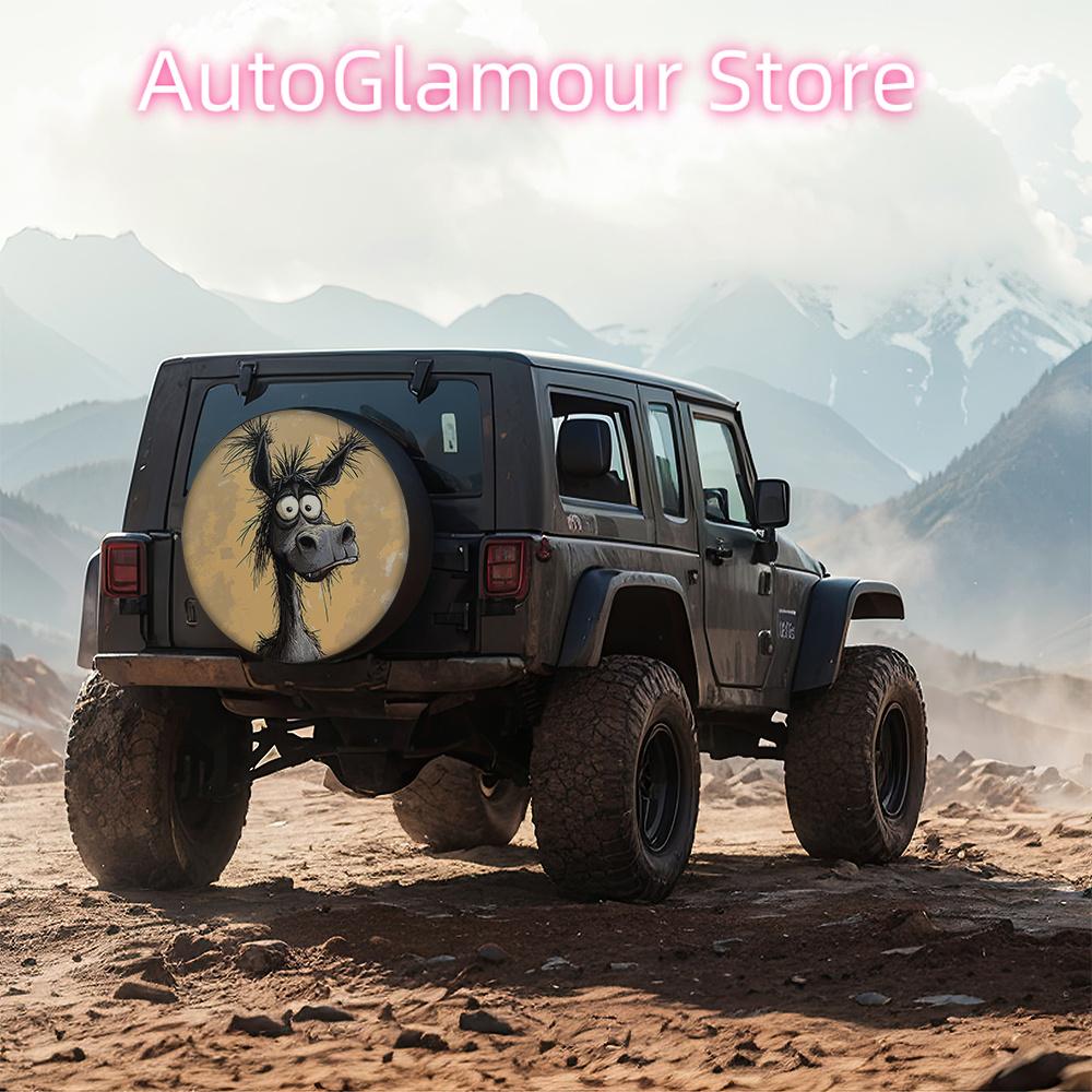 Funny Donkey Tire Cover for Cars, Jeeps & SUVs - Humorous Cartoon Design Tire Protector with Full Coverage, Durable Fabric for O