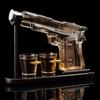 Gun-Shaped Glass Whiskey Decanter and Dispenser Set