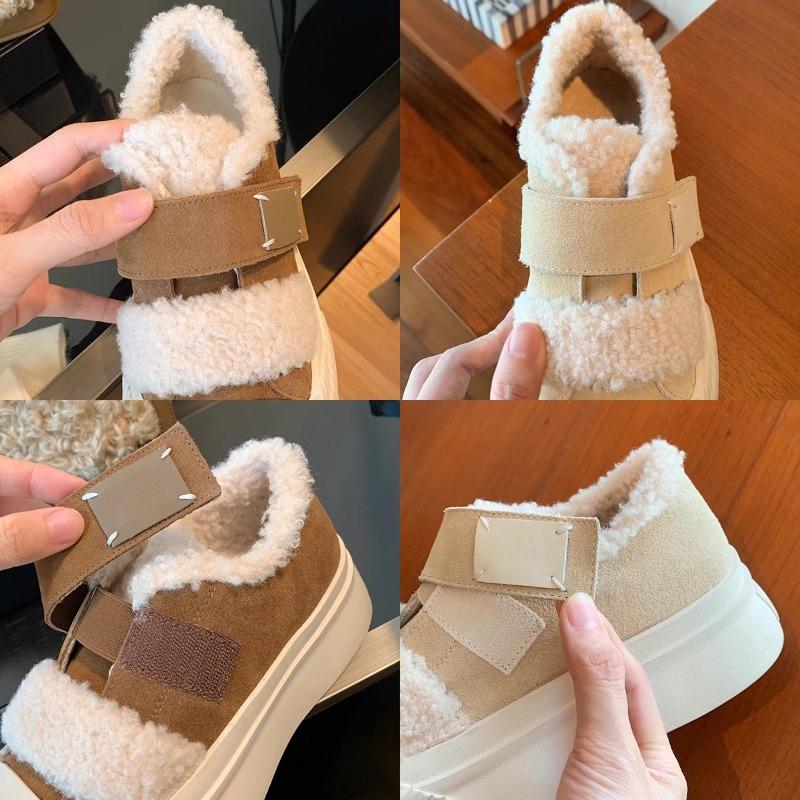 Thick-soled Fluffy Shoes Velcro Fleece Warm Casual Biscuit Shoes Women's Winter New Sports Shoes