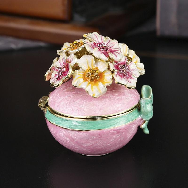 Exquisite Vase Jewelry Box Metal Enamel Color Ornament Jewelry Box Creative Flower Ring Box Jewelry Storage Box
