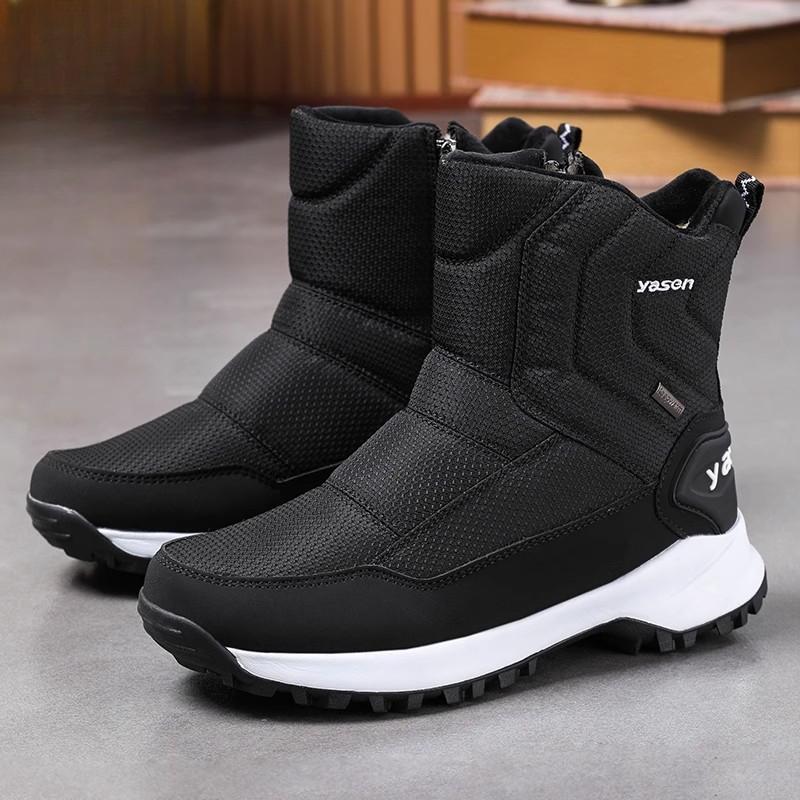 

Зимние теплые сноубутсы для мужчин, уличные противоскользящие водонепроницаемые ботильоны до щиколотки для мужчин, удобные походные ботинки средней высоты, обувь с меховой подкладкой 47