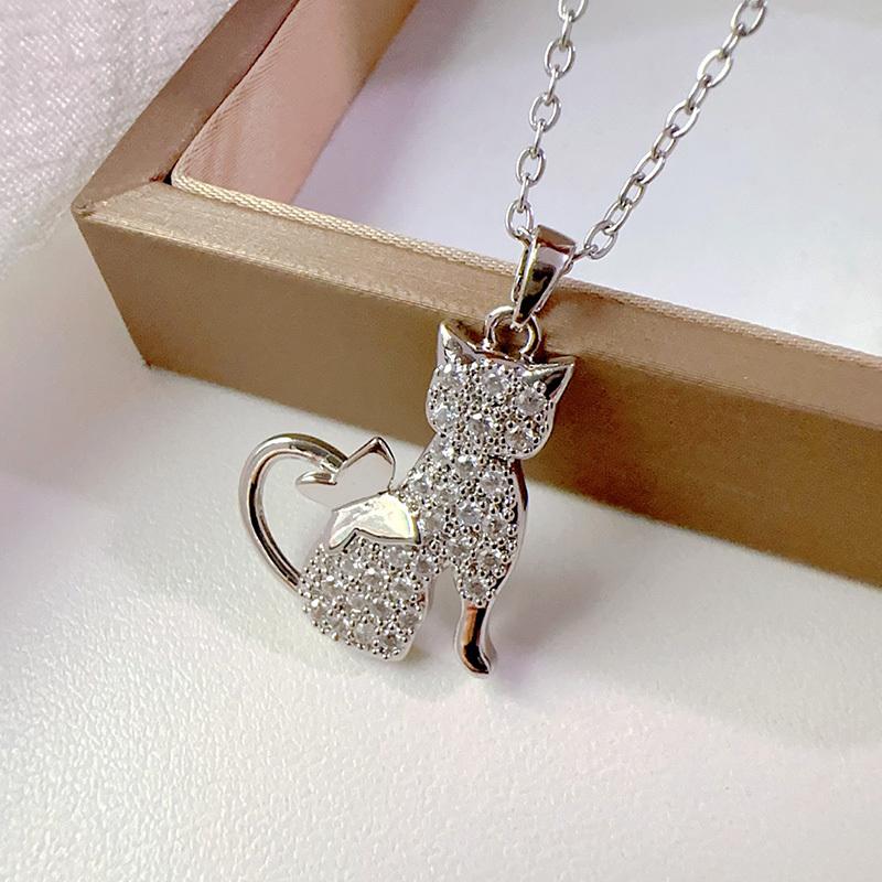 Роскошное Сияющее Кошка Новое Креативное Модное Направление Ожерелье Простое Вечеринка Памятное Универсальное Изысканное Рождество День Рождения Подарок