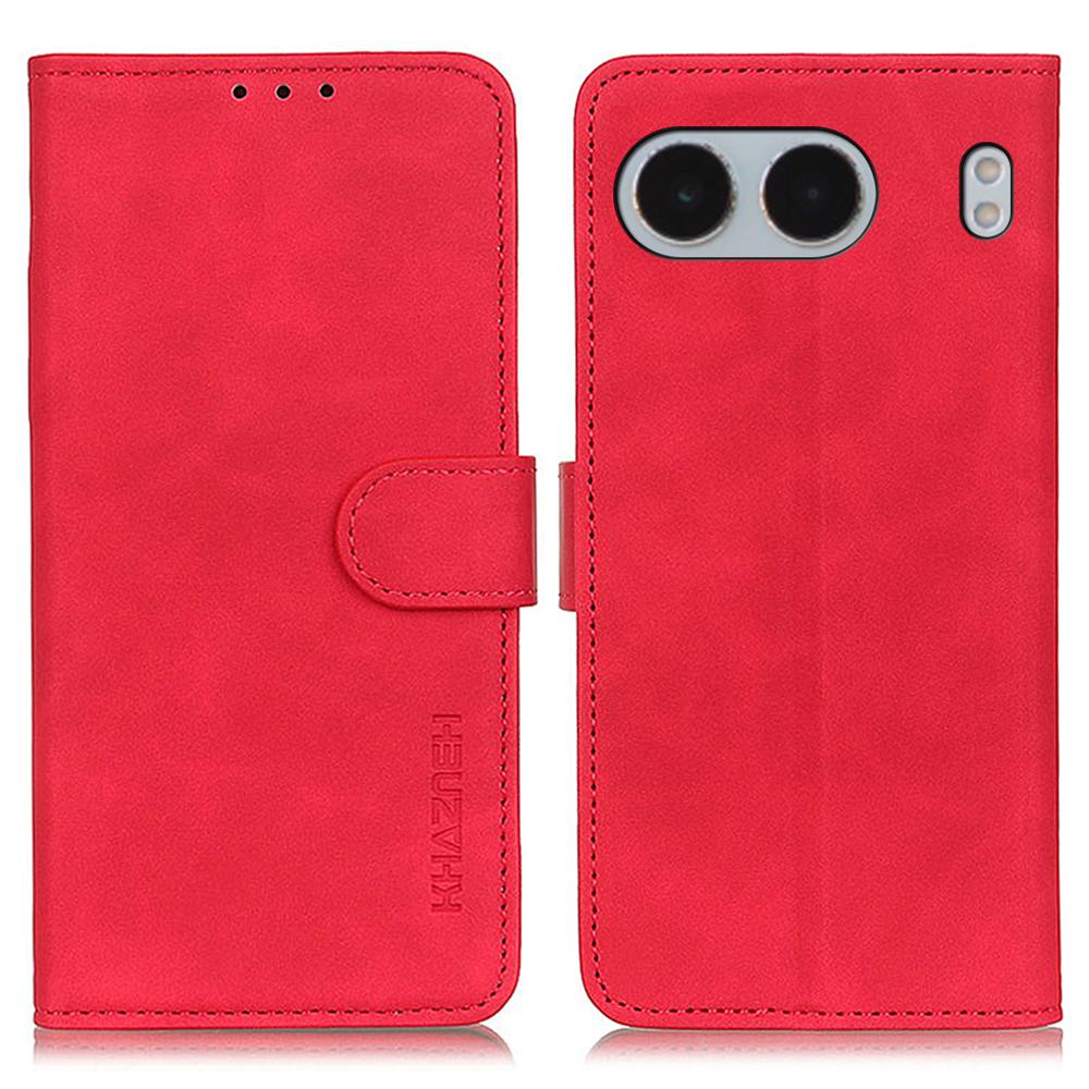 

KHAZNEH For OnePlus Nord 4 Case Retro PU Leather Wallet Stand Phone Cover Red