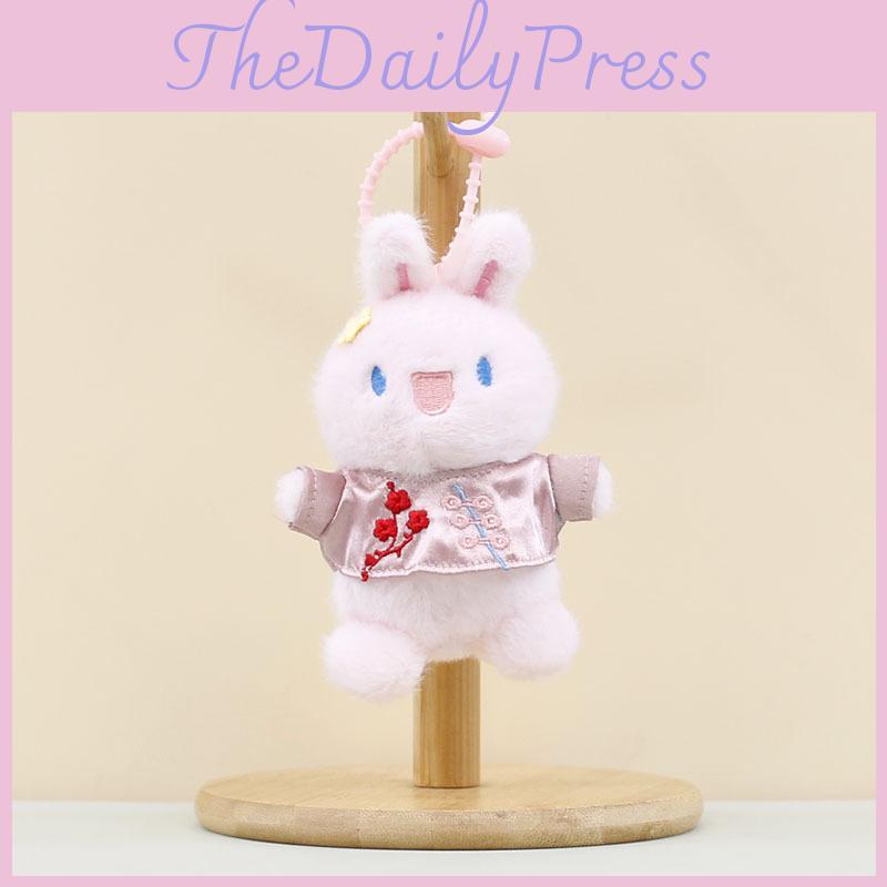 Charming Short Plush Bunny Keyring Chinese Style Bear Soft Toy Bag Accessory