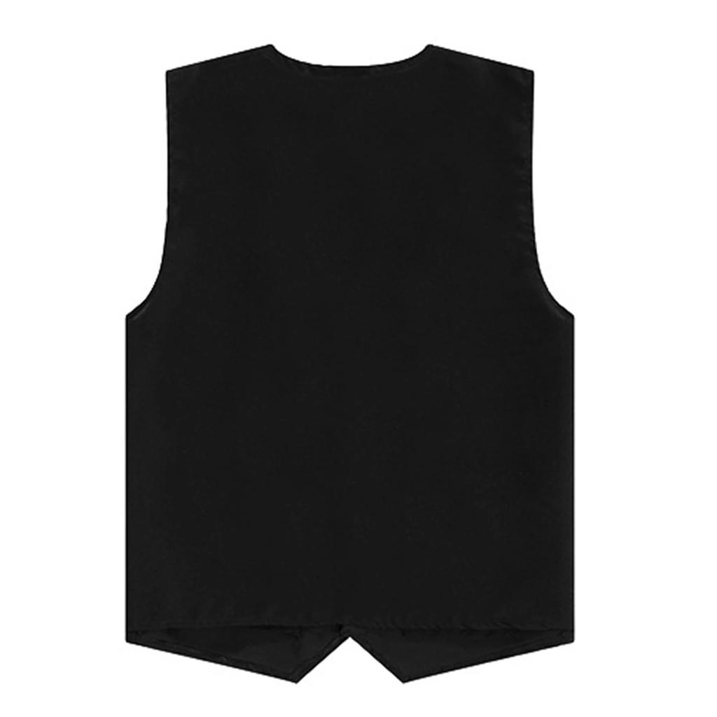 Unisex Adult Waistcoat Solid Color V Neck Sleeveless Irregular Hem Volunteer Bartender Work Vest
