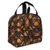 Orange Monarch Butterflies Print Portable Lunch Boxes Waterproof Thermal Cooler Food Insulated Lunch Bag Kids School Children