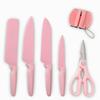 CHUYIREN Kitchen Knife Set, Pink Knife Set, High Carbon Stainless Steel Non-Stick Coated Chef Knife Set with Scissors and Sharpener for Women and Girl