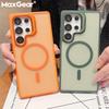 Transparent Matte Stand Holder Magnetic For Magsafe Case For Samsung Galaxy S25 S24 FE Plus S23 Ultra A16 A26 A36 A56 A17 Cover