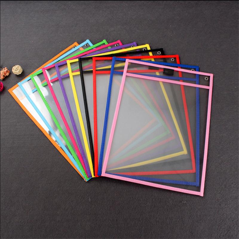 2-10pcs Document Storage Bag Reusable Waterproof Clear Color Random File Folder Dry Wiping Kids Drawing Board for School Office