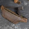 Crazy Horse Leather Men's Waist Bag, Genuine Leather Crossbody Bag, Outdoor Sports Multi-functional Chest Bag, Mobile Phone Women's Waist Bag
