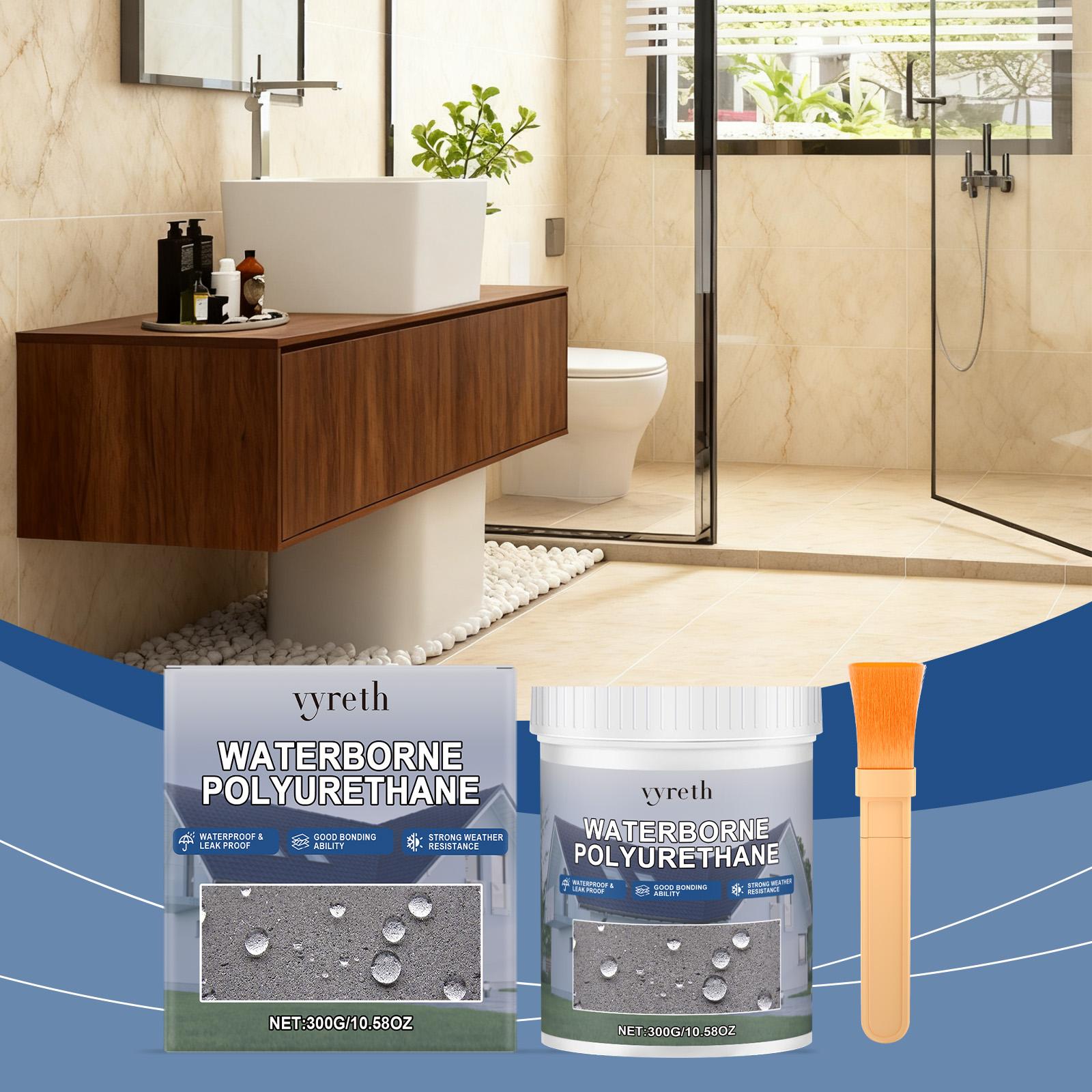 Vyreth Waterborne Polyurethane - Waterproof & Eco-Friendly Coating for Wood/Construction (300g + Brush Included) 1 set