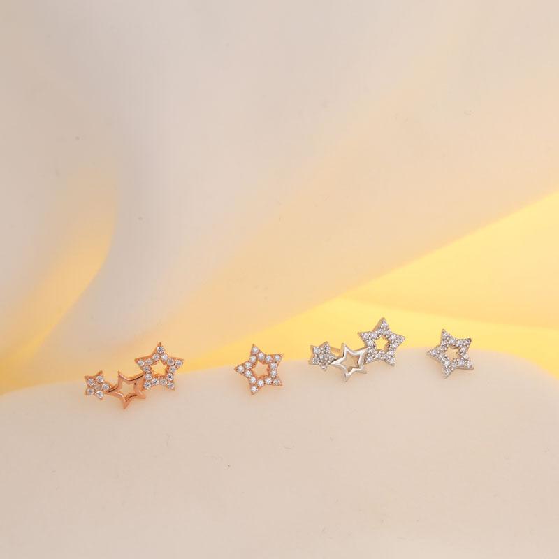 AB Style Diamond Hollow Five-pointed Star Earrings for Women New Creative Personality Fashion Temperament Earrings