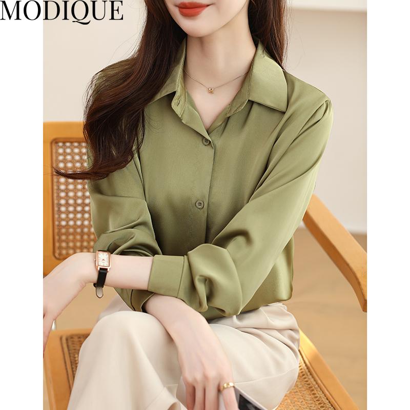 MODIQUE Spring Summer Plus Size Women Loose Casual Office Cotton Linen Chiffon Solid Color Blouse Shirts Lady Basics Oversize V-Neck Long Sleeve Coats