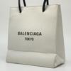 BALENCIAGA Aoyama Limited Shopping Tote Bag XXS Handbag Shoulder Calfskin Leather White Black 2WAY Logo Print Unisex Women's Men's