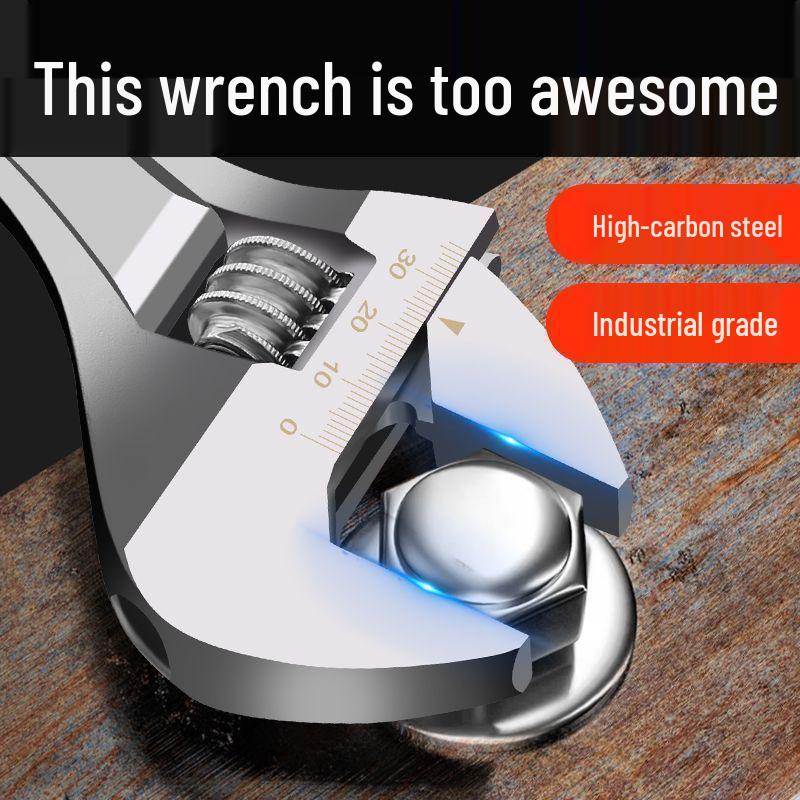 Universal Multifunctional Adjustable Wrench with Large Opening: 6, 8, 10, 12, 15, 18 Inches, High Hardness
