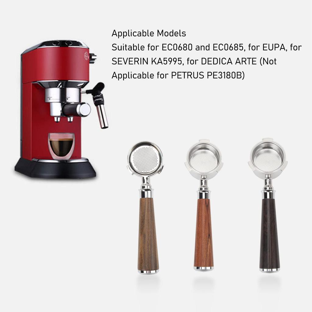 51mm Espresso Bottomless Portafilter with 3 Ports, Compatible with EUPA EC0680 and EC0685 Coffee Machines, Includes Stainless Steel Basket and Solid