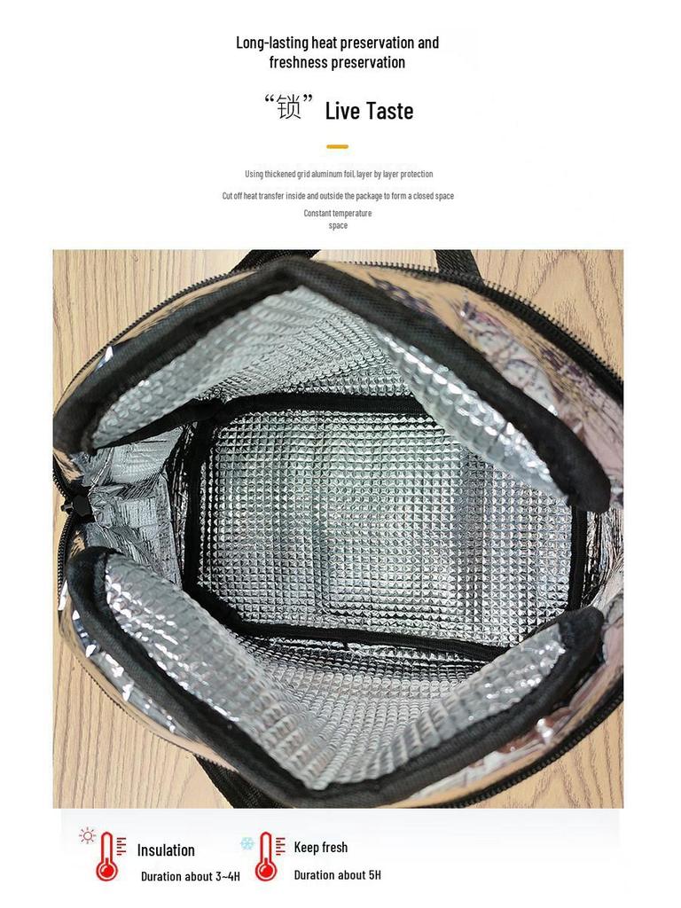 Labubu Cartoon Lunch Tote: Insulated Aluminum Foil Bento Bag for Students