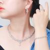 4pcs Delicate Leaf Shaped Cubic Zircon Dubai Fine Jewelry Sets Drop Earrings Necklace Bracelet Ring Women Luxury Bridal Wedding