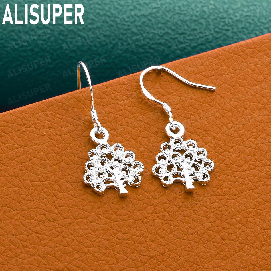 925 Sterling Silver Vintage Openwork Tree of Life Earrings - Stylish Evening Jewelry
