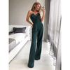 European and American Fashion Temperament Slim fit Slimming Sleeveless Jumpsuit Solid V-neck Wrap-around Sexy Jumpsuit Dress Women
