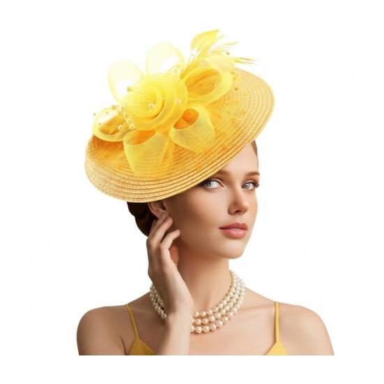 Genomskinlig Nätblomma Fascinatorhatt Vintage Tebjudning Dam Vävhatt Bröllop Cocktail