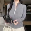 1776 Womens Slim Fit Stand Collar Zip Up Short Coat Casual Versatile Sweatshirt Top