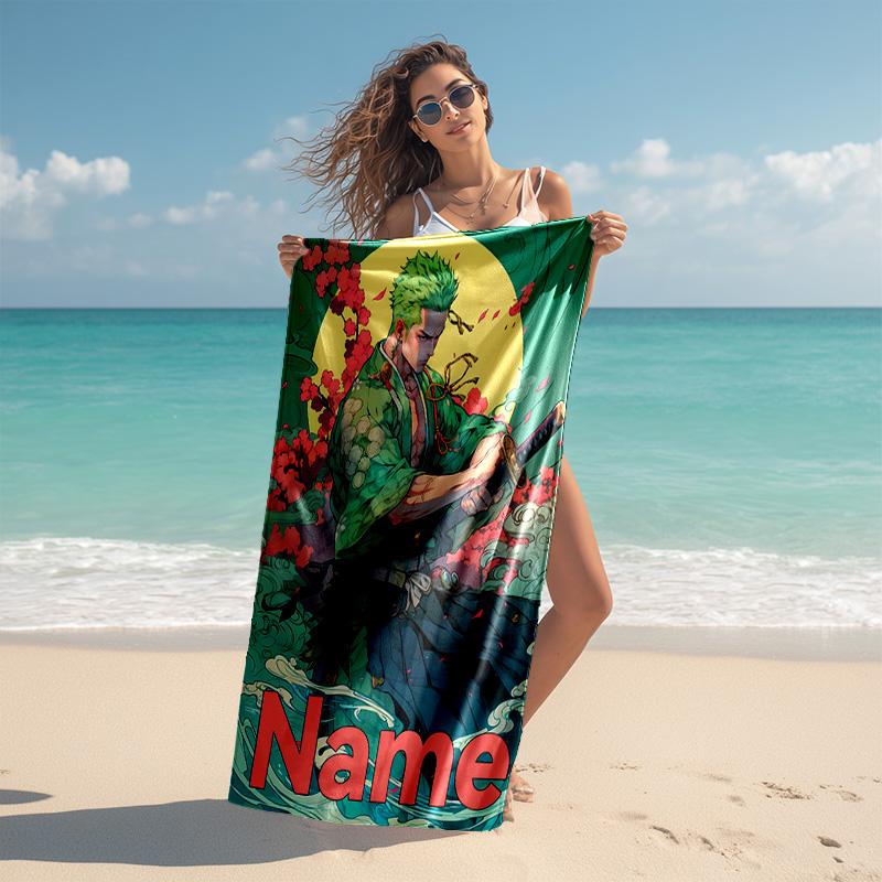 Personalized Customized Proof Beach Towel with Zoro the Pirate King Pattern - Soft, Absorbent,quick-drying,perfect Swimming,camping&bathing