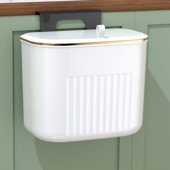 Strong Load-bearing Enlarge Caliber Hanging Trash Bin with Lid Punching Free Kitchen Large Capacity Wall Mounted Garbage Can Household Products