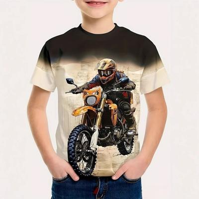 Kinder Sportlicher Stil 3D Digital bedrucktes Jungen Freizeit- und Bequemes Rundhals Kurzarm T-Shirt