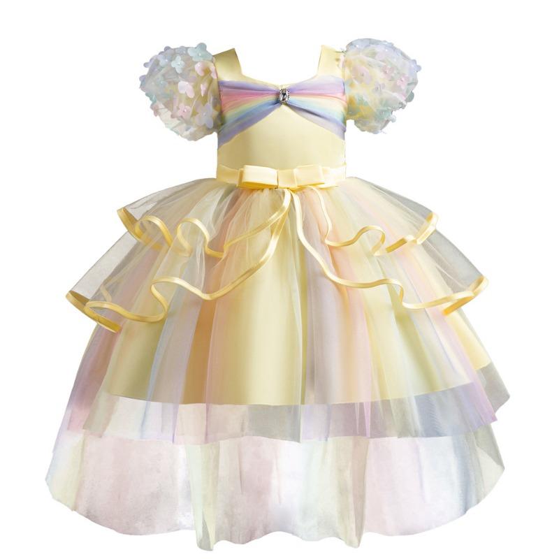 Girl S Rainbow Tulle Princess Cake Gown For Performance