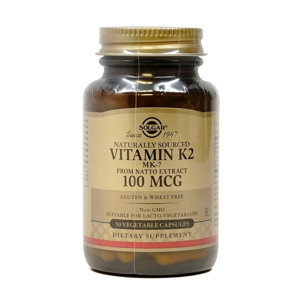 Solgar Natural Vitamin Solgar Vitamin K2 100 mcg 50 Tablets (Veggie Capsules) K2 MK-7 100mcg 50Vcaps 1 pcs