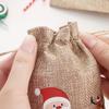 1/30pcs Mini Christmas Drawstring Gift Bags Linen Santa Claus Elk Candy Biscuit Storage Bags Kids New Year Party Packaging Pouch