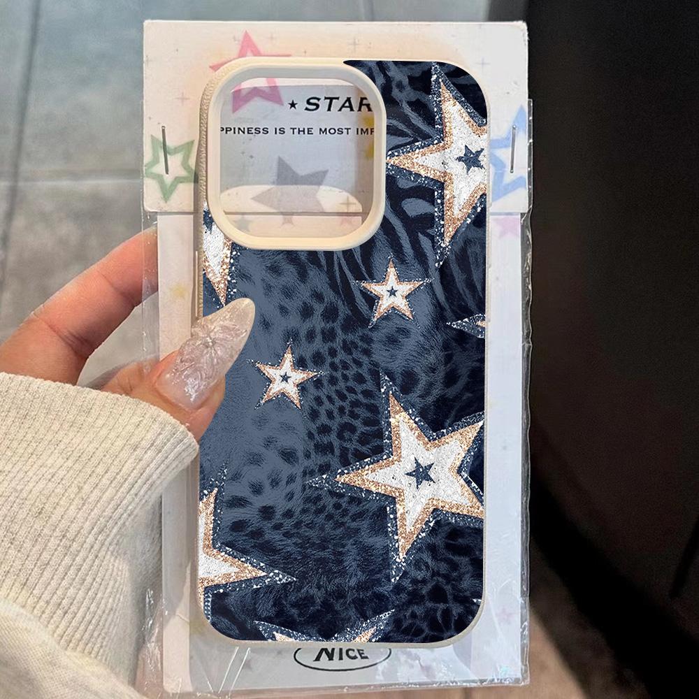 HOT Luxury Red Leopard Print Star Lichee Leather Pattern Phone Case For Redmi Note 14 13 12 11 10 9 8 Pro Plus 4G 5G Cover