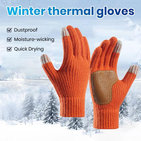 Winter Touchscreen Gloves Men Women Warm Knitted Gloves with Anti-Slip Palm Thickened Thermal Gloves for Outdoor Cycling Daily Outings