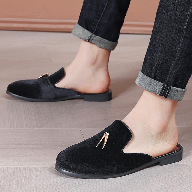 

Модные Мужские Велюровые Полуботинки-тапочки Лоферы Мужские Повседневные Фиолетовые Зеленые Синие Черные Мюли Мокасины Дышащие Обувь для Вождения 39 чёрный