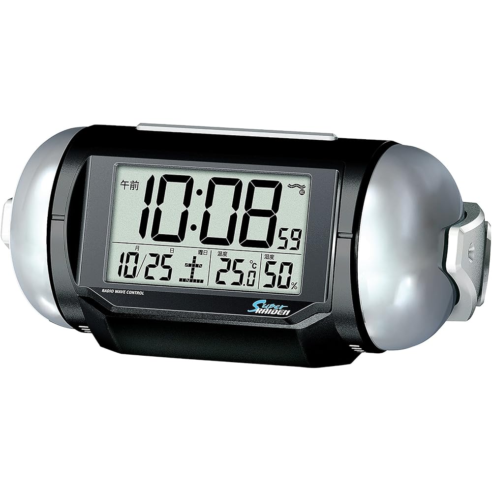 Seiko Clock Alarm Clock Radio-Controlled Digital Loud Alarm PYXIS SUPER RAIDEN Black Metallic NR5...
