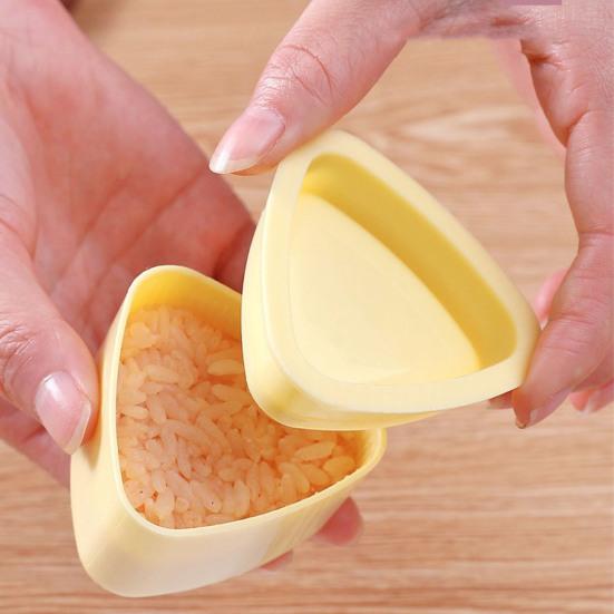 2Pcs Sushi Mold Rice Ball Maker 2-in-1 Triangular Onigiri Press with Lunch Box Compact Kitchen Tool for Bento Picnic Office Meals
