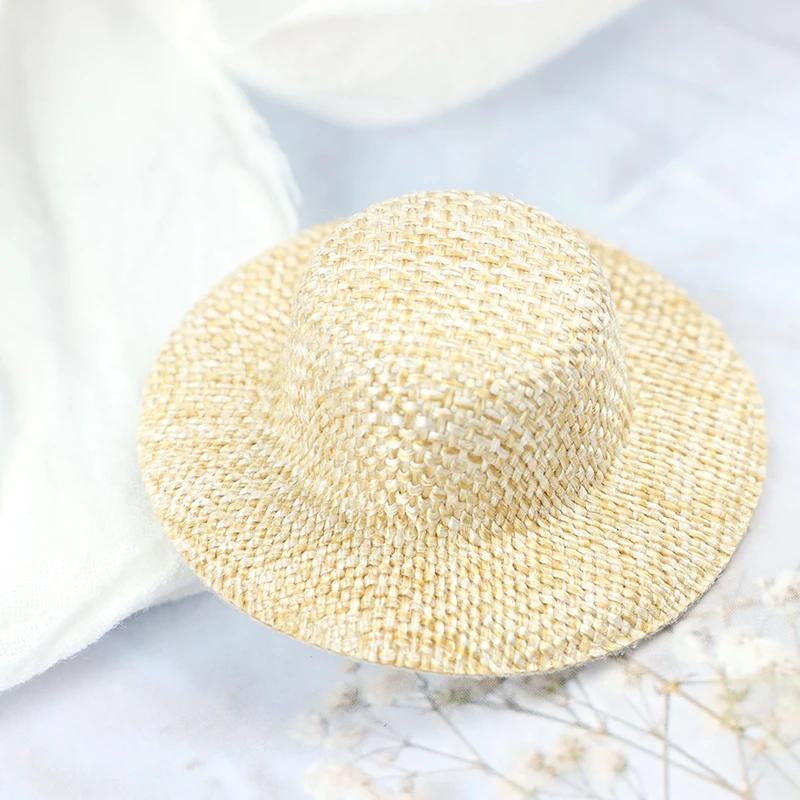 2 szt. Domek dla lalek miniaturowy kapelusz słomkowy Mini kapelusz dla lalek Doll House Ornament ręcznie tkany